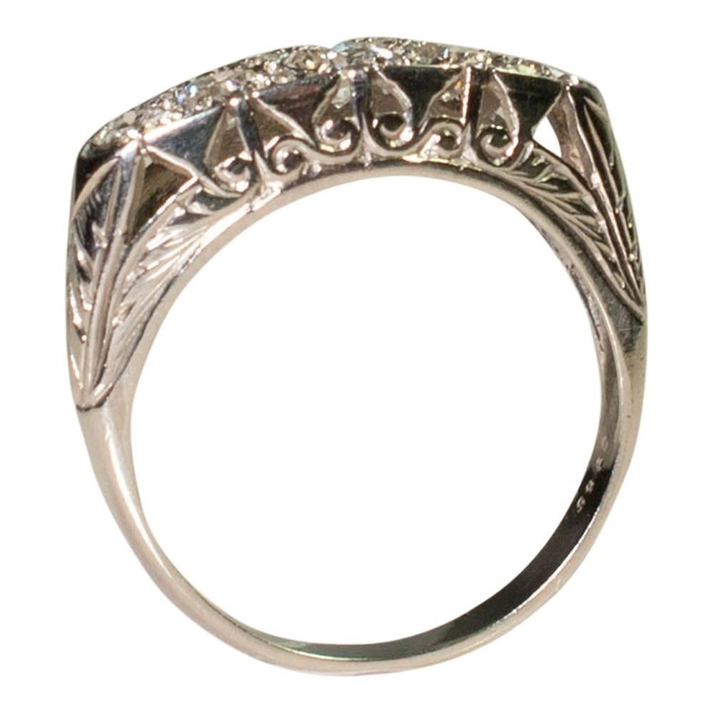 Old European Cut French Diamond Platinum Five-Stone Ring For Sale