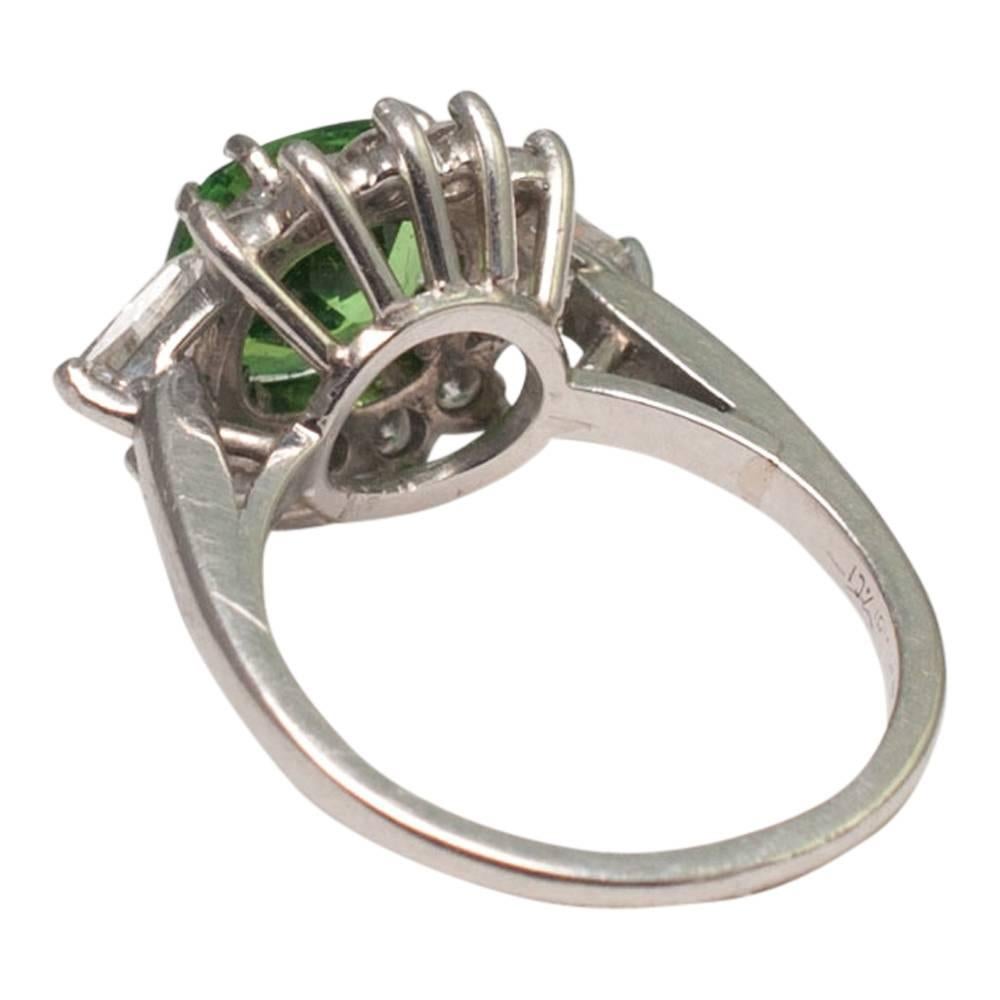 Tsavorite Diamond Platinum Ring 2