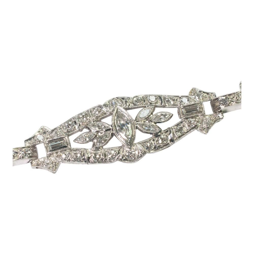 Art Deco Diamond Platinum Bracelet For Sale 1