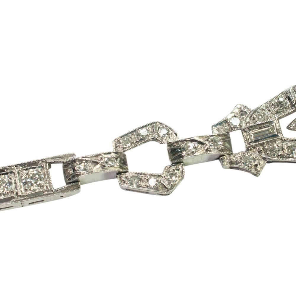 Art Deco Diamond Platinum Bracelet For Sale 2