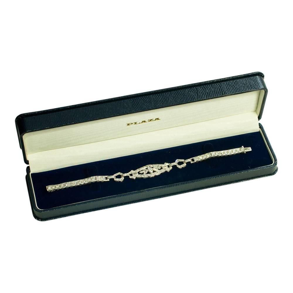 Art Deco Diamond Platinum Bracelet For Sale 5