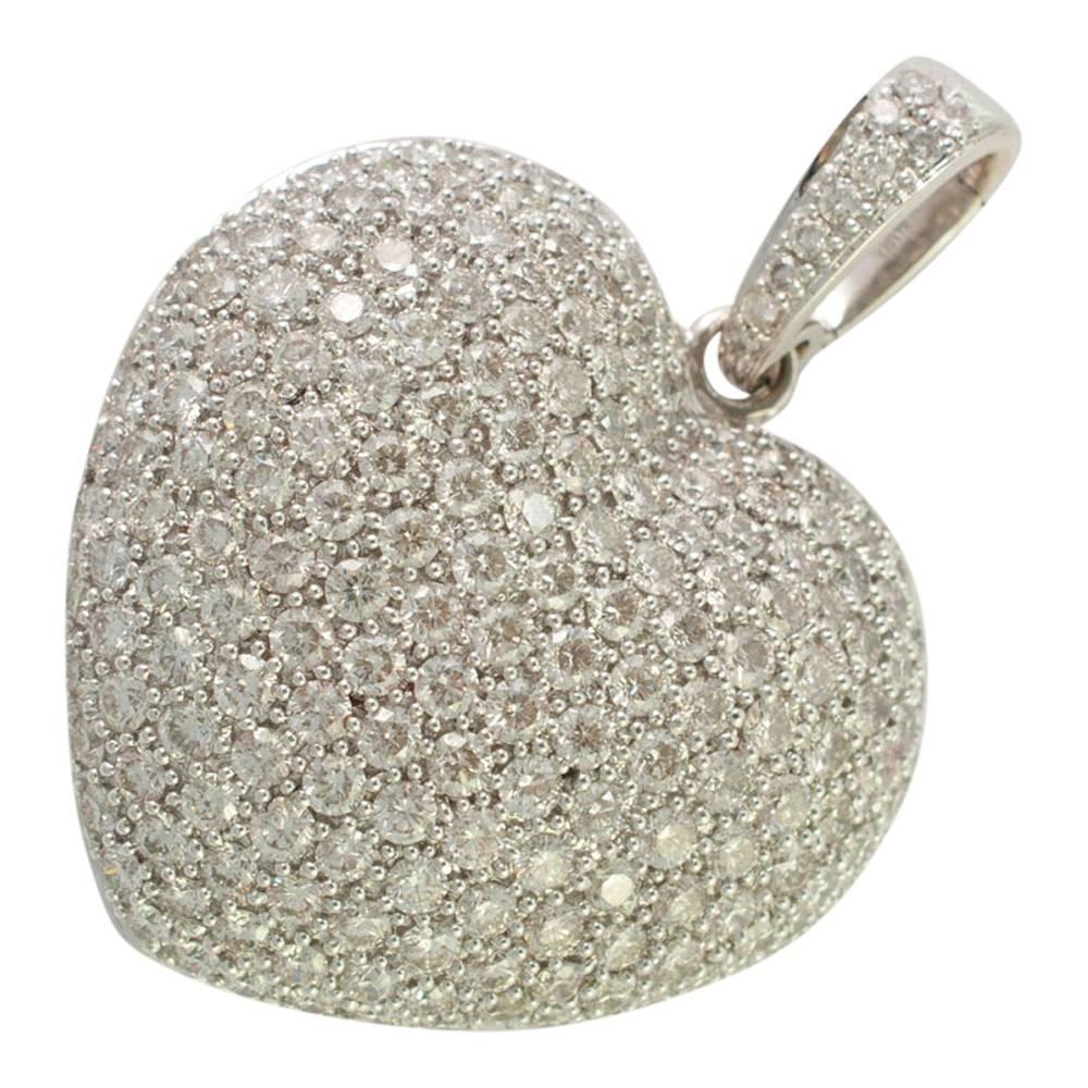 Women's Large Diamond Heart Gold Pendant
