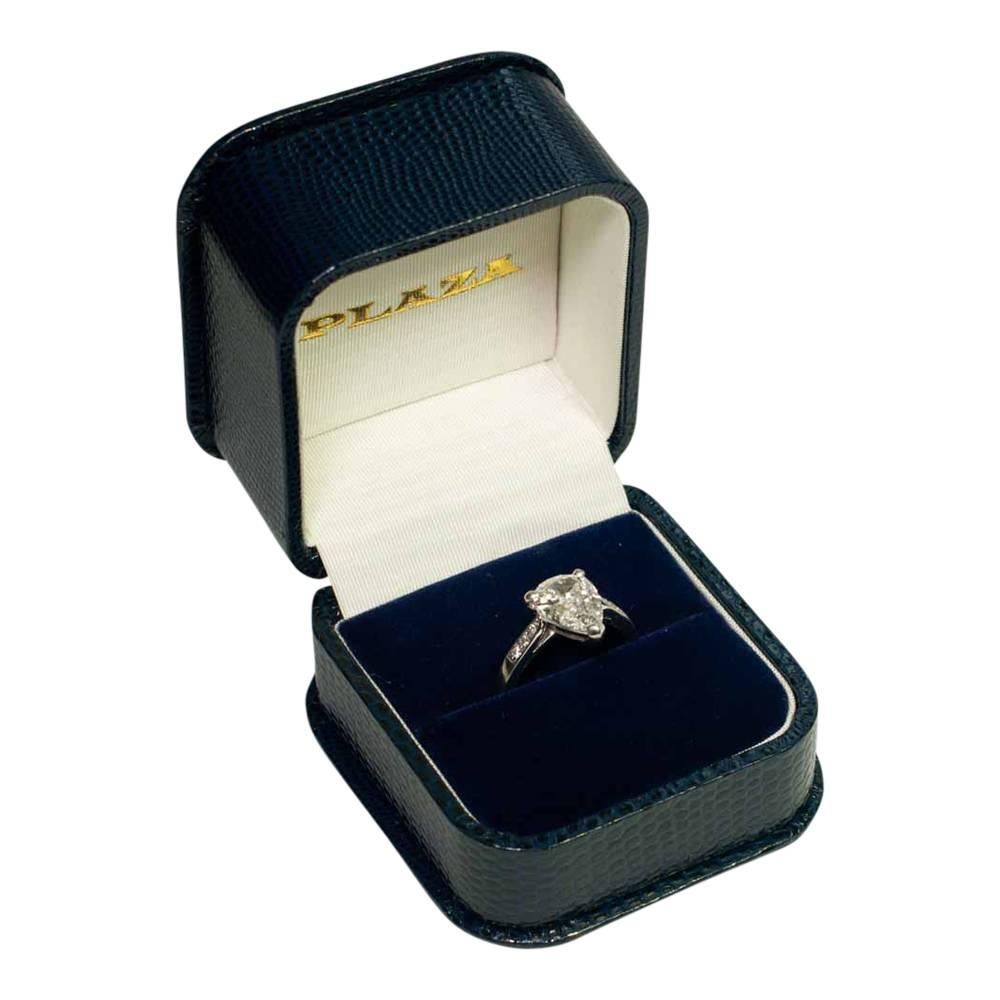 Pear Shaped 2.07 Carat Diamond Solitaire Ring For Sale 6