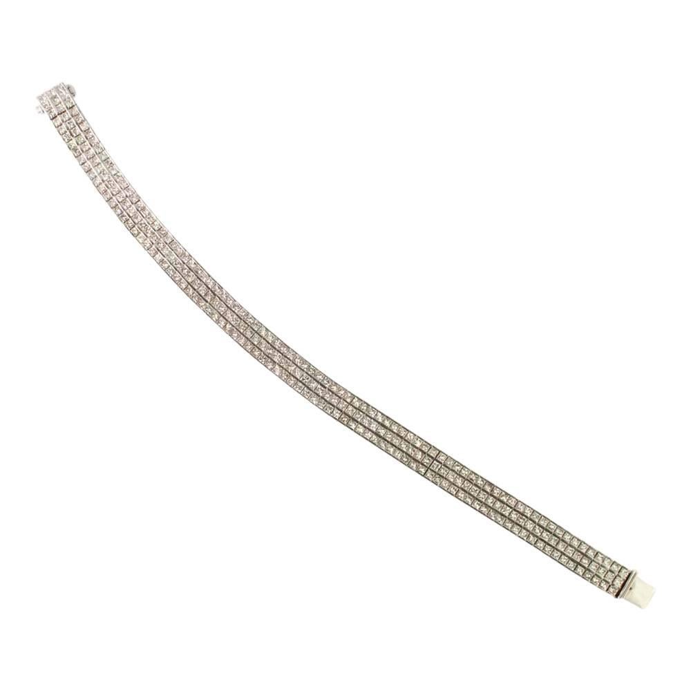 Three-Row Diamond Gold Bracelet 1