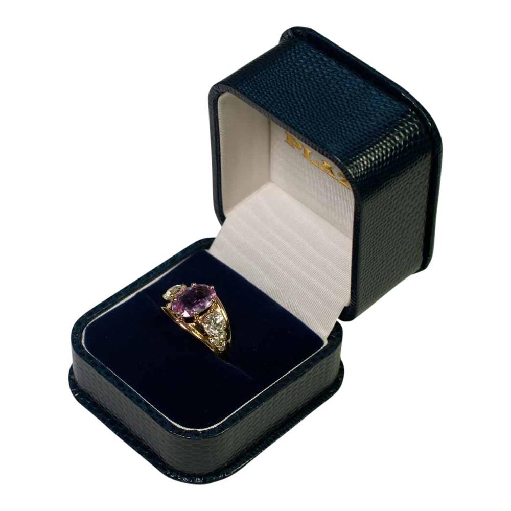 Pink Topaz and Diamond Three-Stone Ring For Sale 4