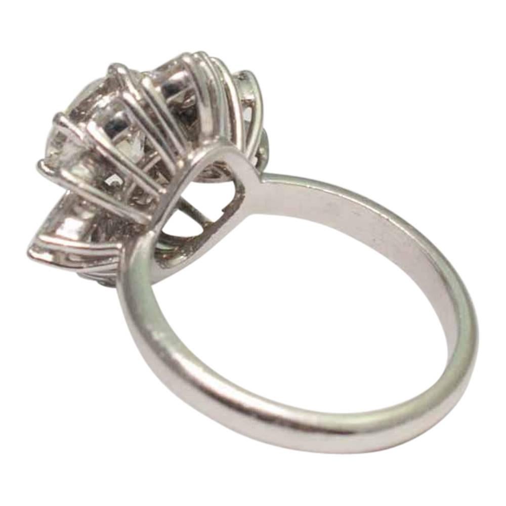 Diamond Cluster Platinum Cocktail Ring In Excellent Condition For Sale In ALTRINCHAM, GB