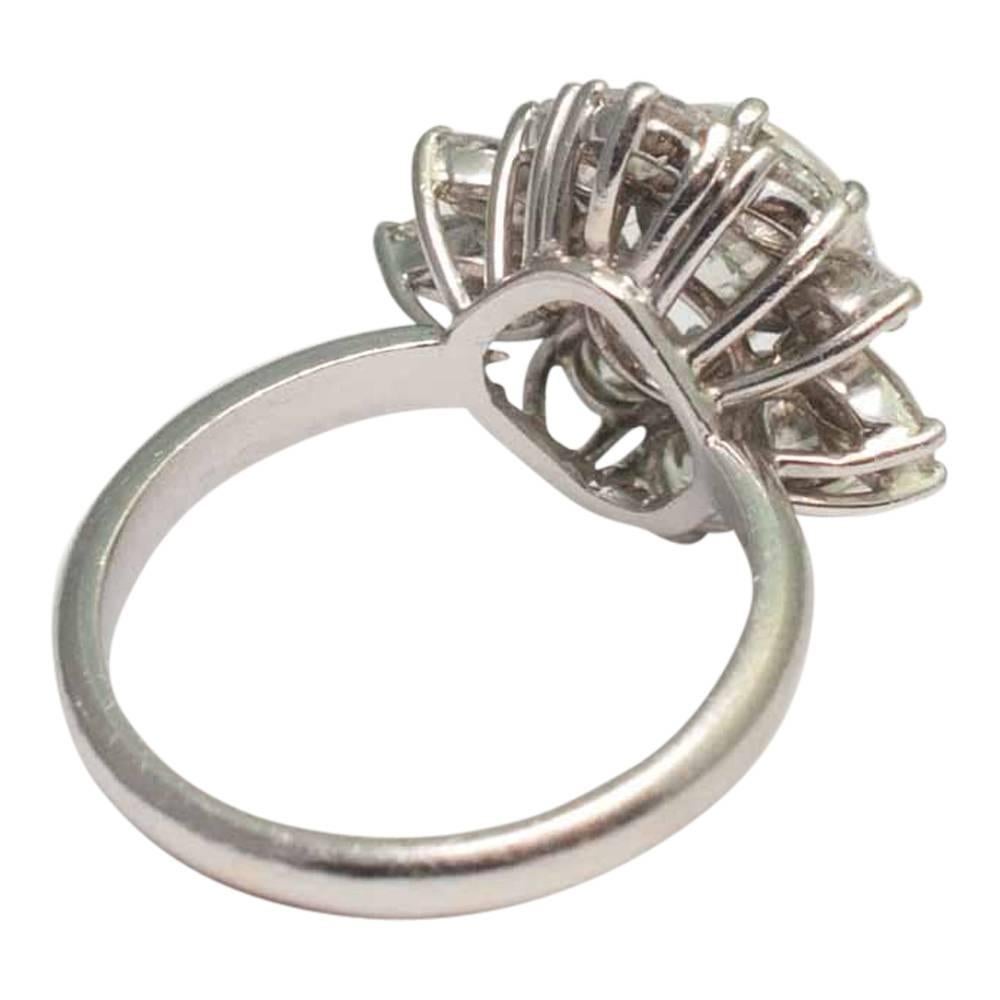 Women's or Men's Diamond Cluster Platinum Cocktail Ring For Sale