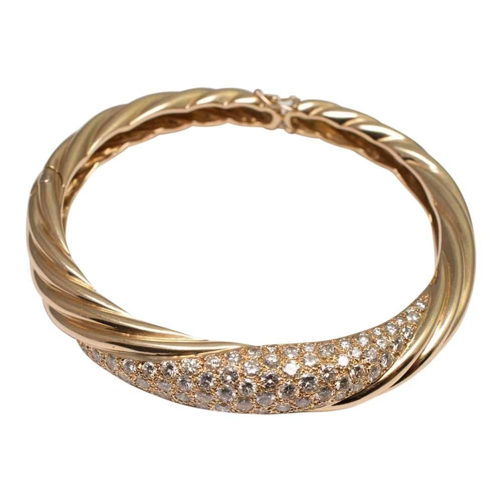 Women's Diamond and 18 Carat Gold French Bangle