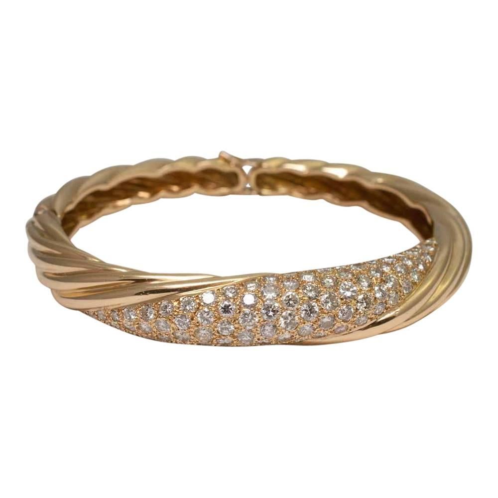 Diamond and 18 Carat Gold French Bangle 2