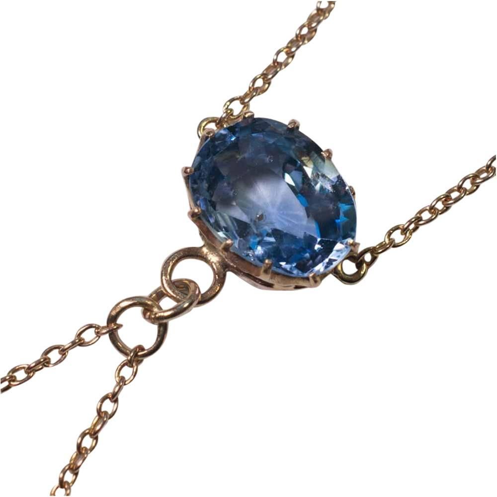 Women's Edwardian Natural Yellow Blue Sapphire Pearl Gold Pendant Circa 1910  For Sale