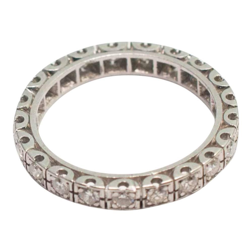 Vintage French diamond eternity ring or 'alliance' as they are known as in France, set in platinum.  This style of ring is traditionally a wedding ring in France rather than an eternity ring. It has 0.63ct of 8-cut diamonds set in platinum and is