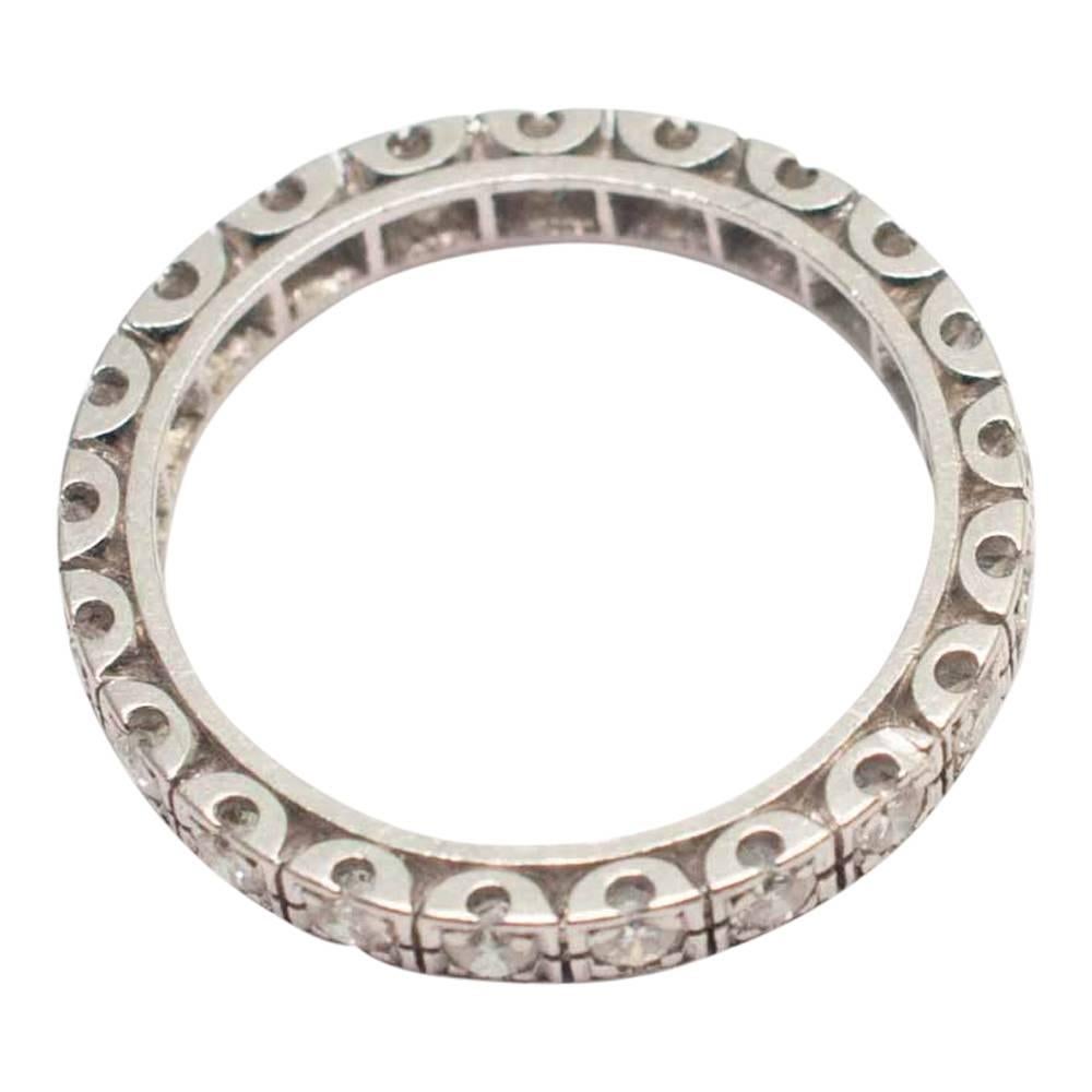 Vintage Diamond Platinum Eternity Ring In Excellent Condition In ALTRINCHAM, GB