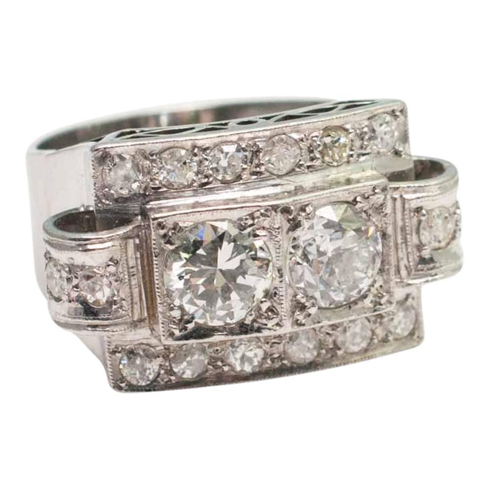 Art Deco Diamond Platinum Ring 3