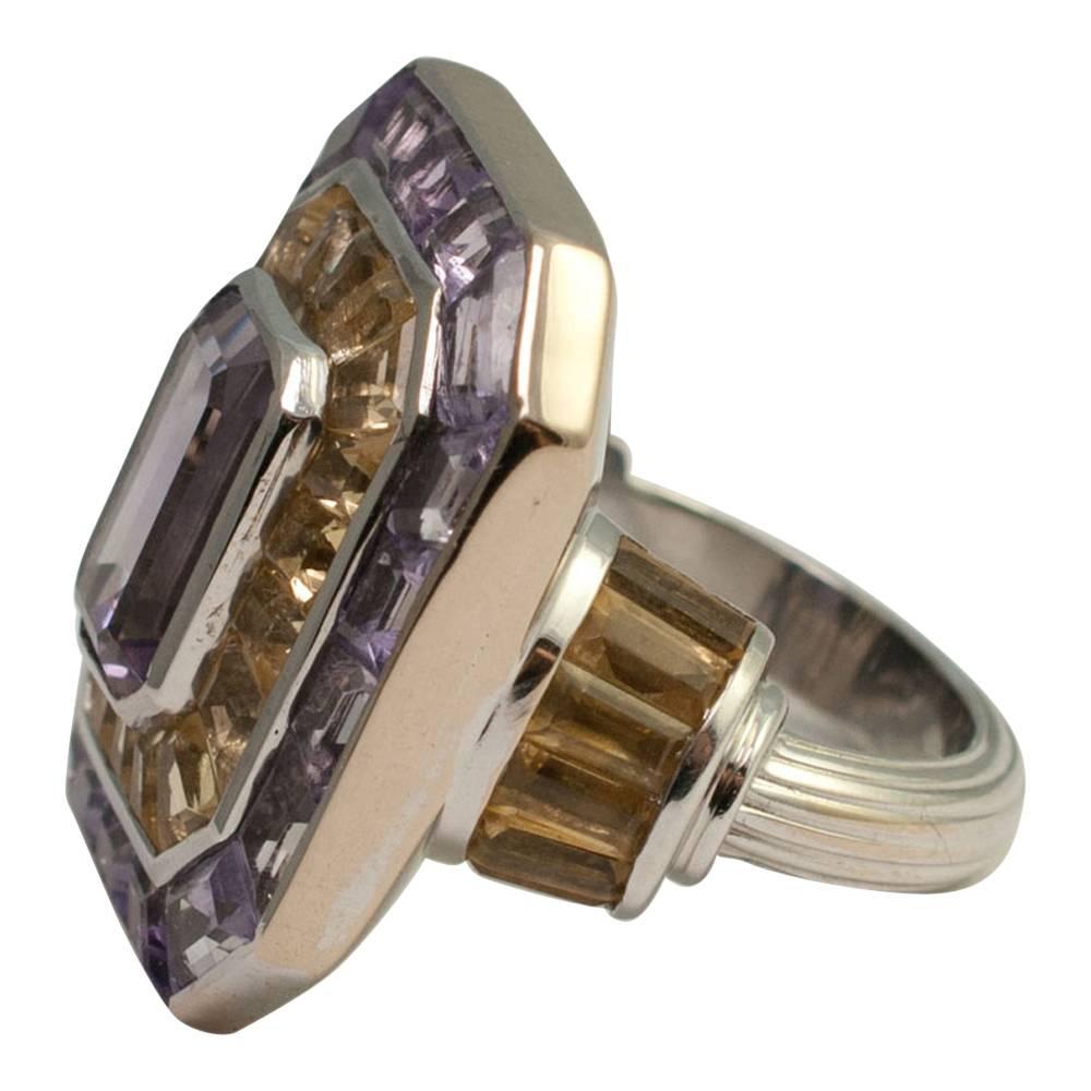 Theo Fennell Gold Amethyst Citrine Rumba Ring For Sale 2