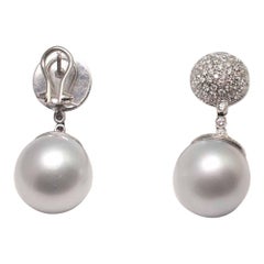 South Sea Pearl and Diamond Earrings