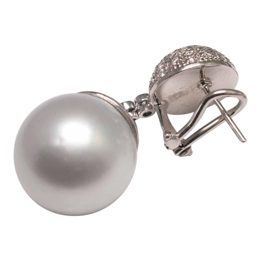South Sea Pearl and Diamond Earrings For Sale 3