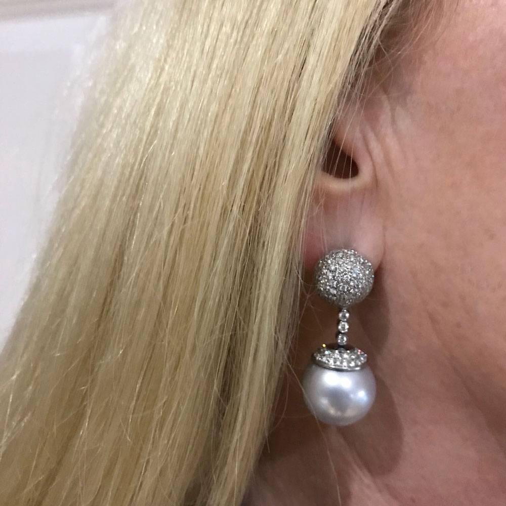 South Sea Pearl and Diamond Earrings For Sale 4