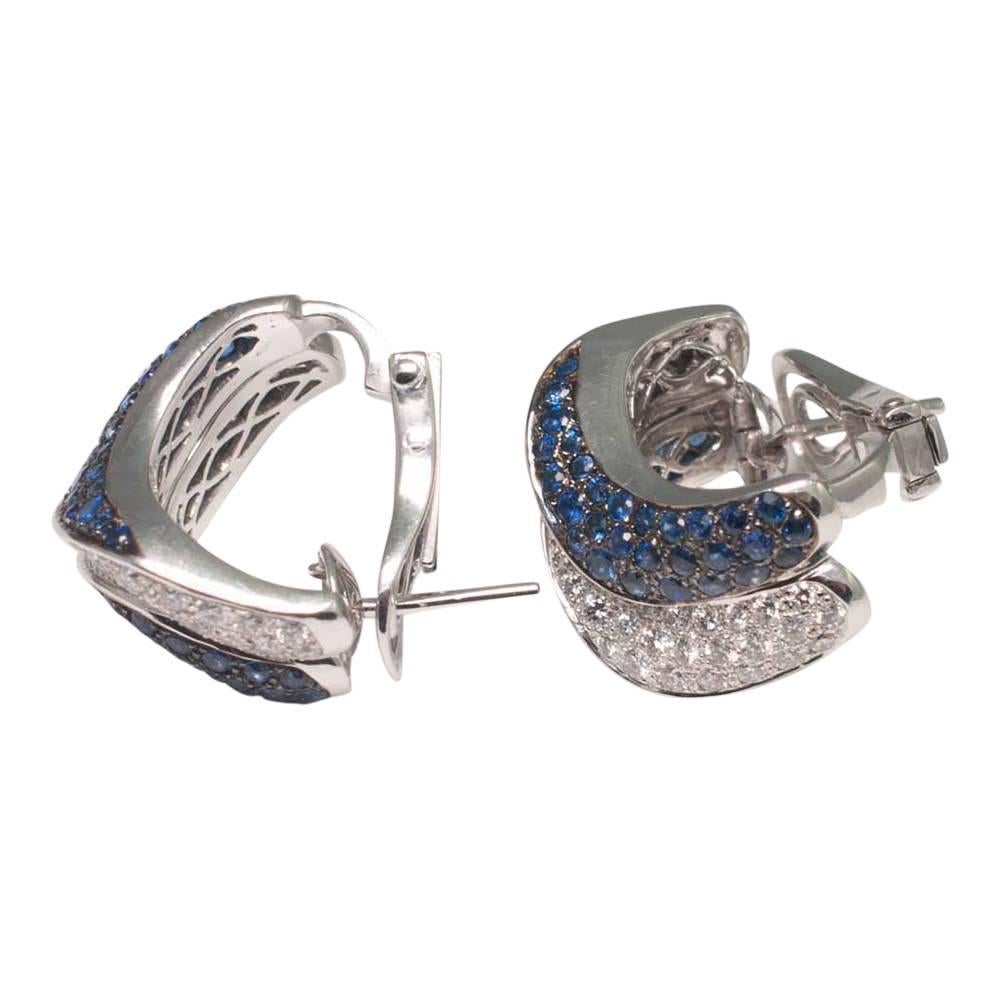 Adler Sapphire and Diamond Méandres Wave Earrings For Sale 2