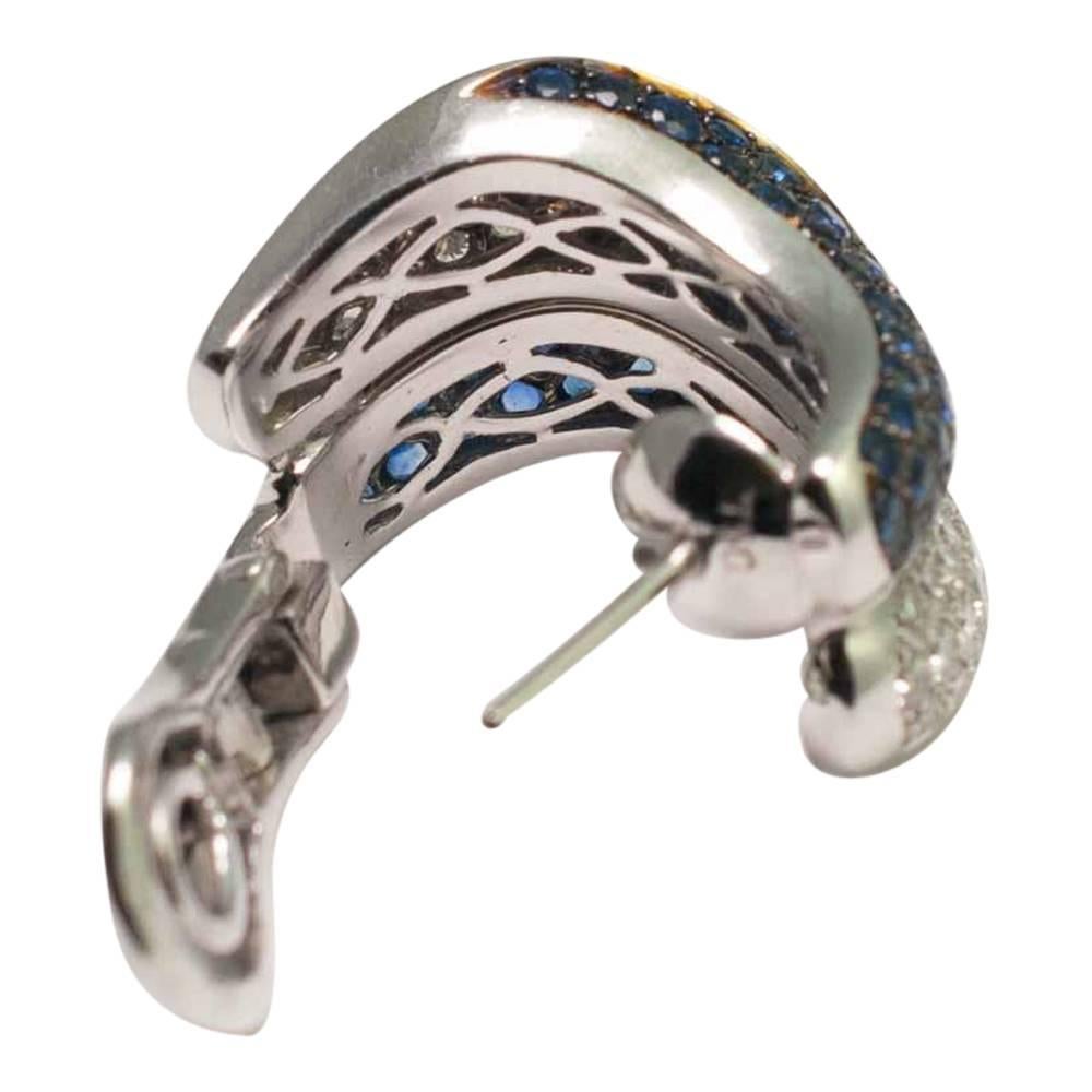 Adler Sapphire and Diamond Méandres Wave Earrings For Sale 4