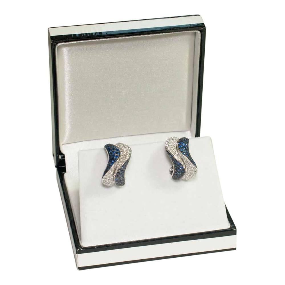 Adler Sapphire and Diamond Méandres Wave Earrings For Sale 5