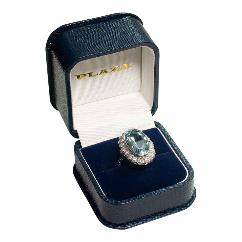 Large Vintage Oval Aquamarine Diamond Platinum Ring 5