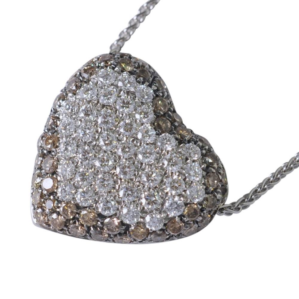 Champagne and White Diamonds Heart Pendant In Excellent Condition For Sale In ALTRINCHAM, GB