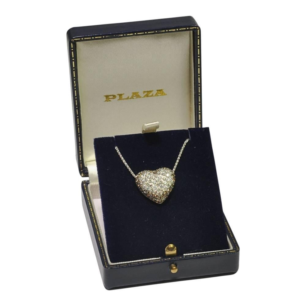Champagne and White Diamonds Heart Pendant For Sale 2