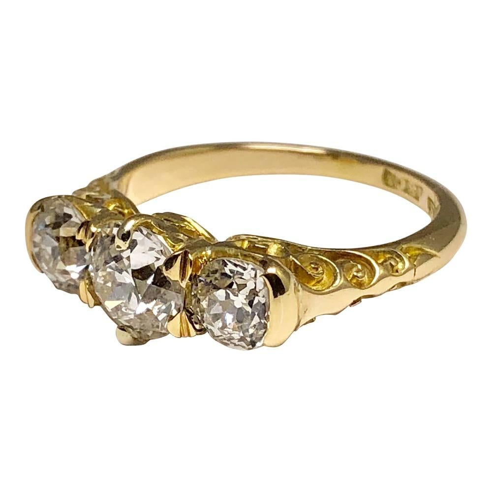 Late Victorian Victorian Diamond Trilogy Ring in 18 Carat Gold