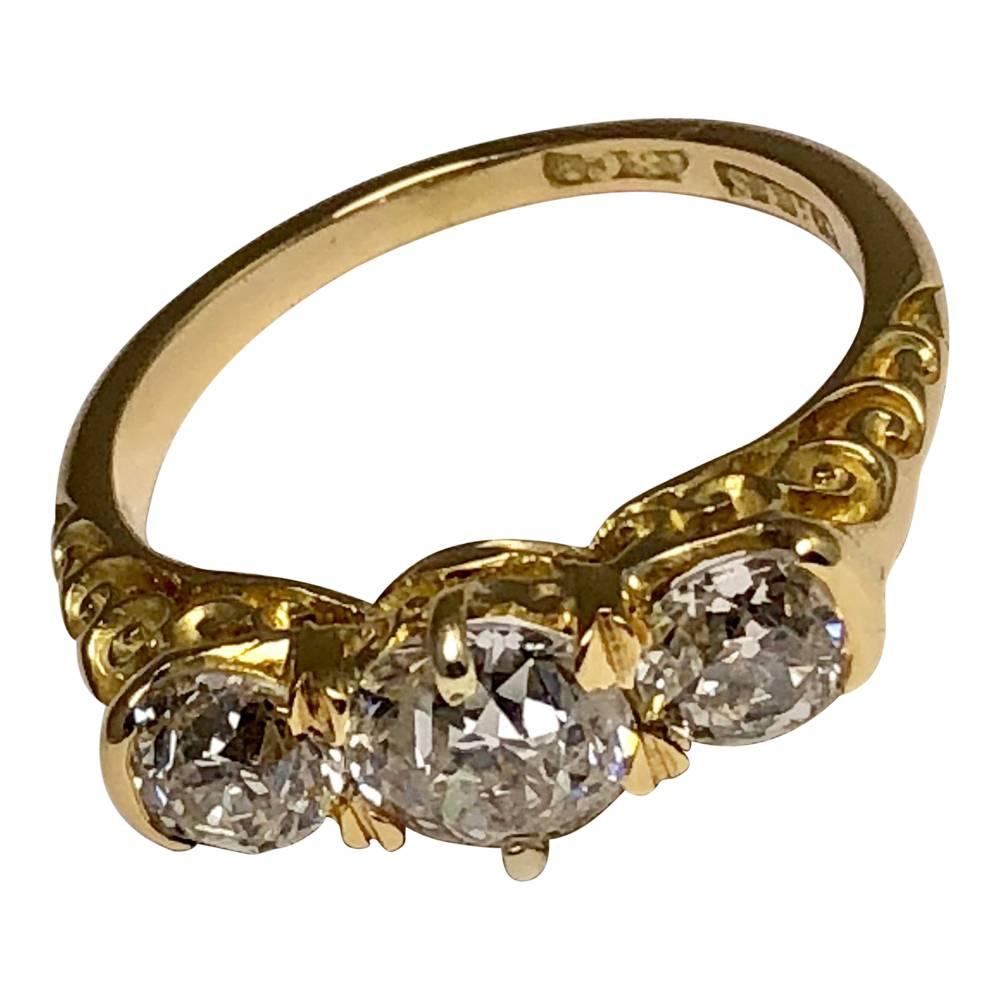 Victorian Diamond Trilogy Ring in 18 Carat Gold 2