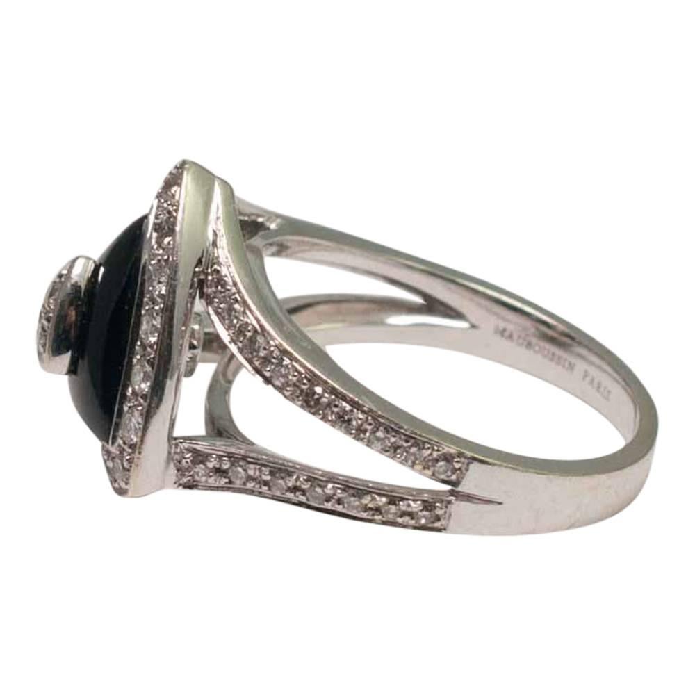 Mauboussin Diamond and Onyx 'Dream and Love' Gold Ring For Sale 2