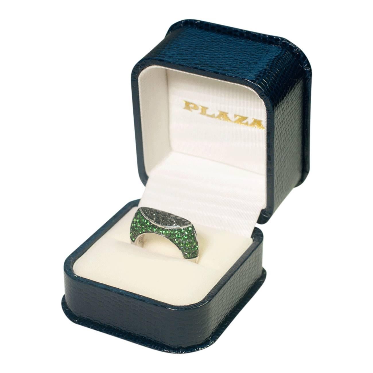 Chatila Tsavorite Garnet Black Diamond Ring For Sale 4