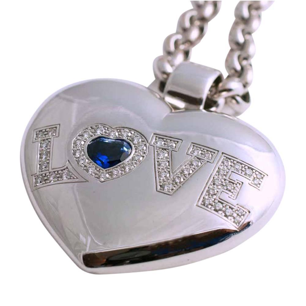 Women's Chopard Diamond Sapphire Gold Love Pendant