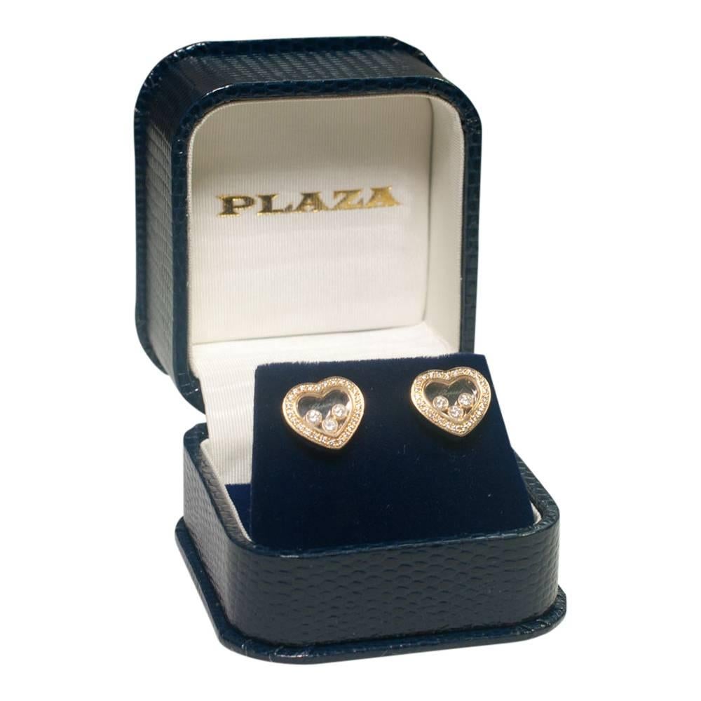 Chopard Happy Diamond Heart 18 Carat Gold Heart Stud Earrings For Sale 3