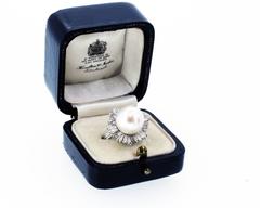 1960s Bulgari Pearl Diamond Platinum Ballerina Ring