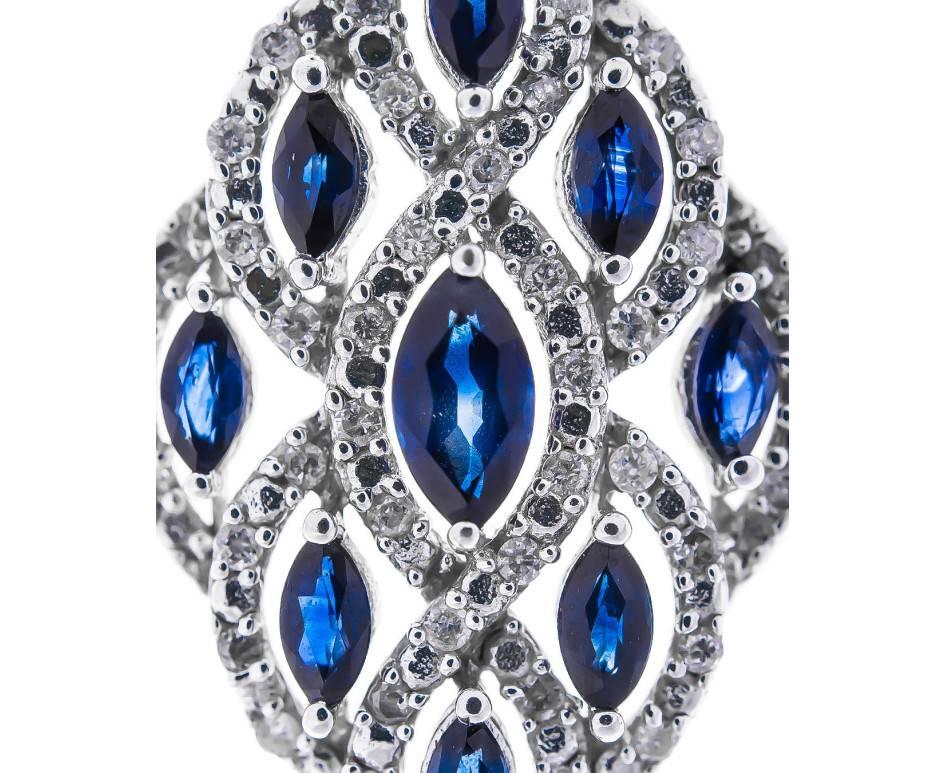Modern Fancy Peacock Style Marquise Cut Sapphire & Diamond Pendant