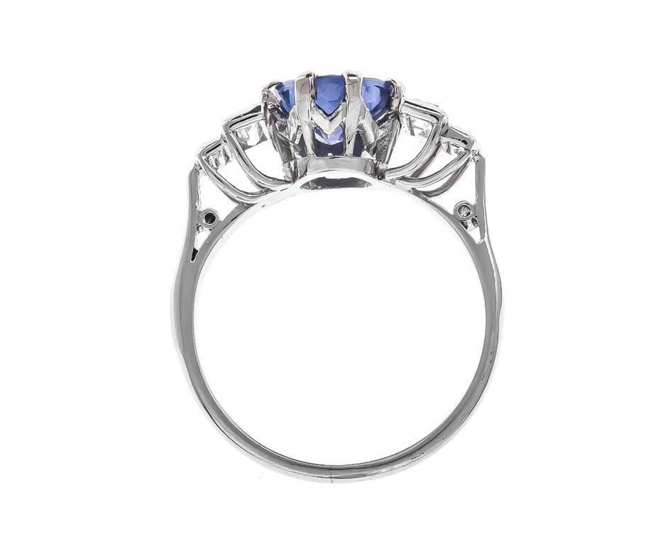 Art Deco Platinum 1.86 Carat Sapphire & Diamond Ring In Good Condition In Birmingham, GB