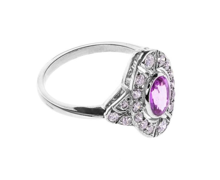 1.00 Carat Pink Sapphire Diamond Cocktail Ring For Sale at 1stDibs ...
