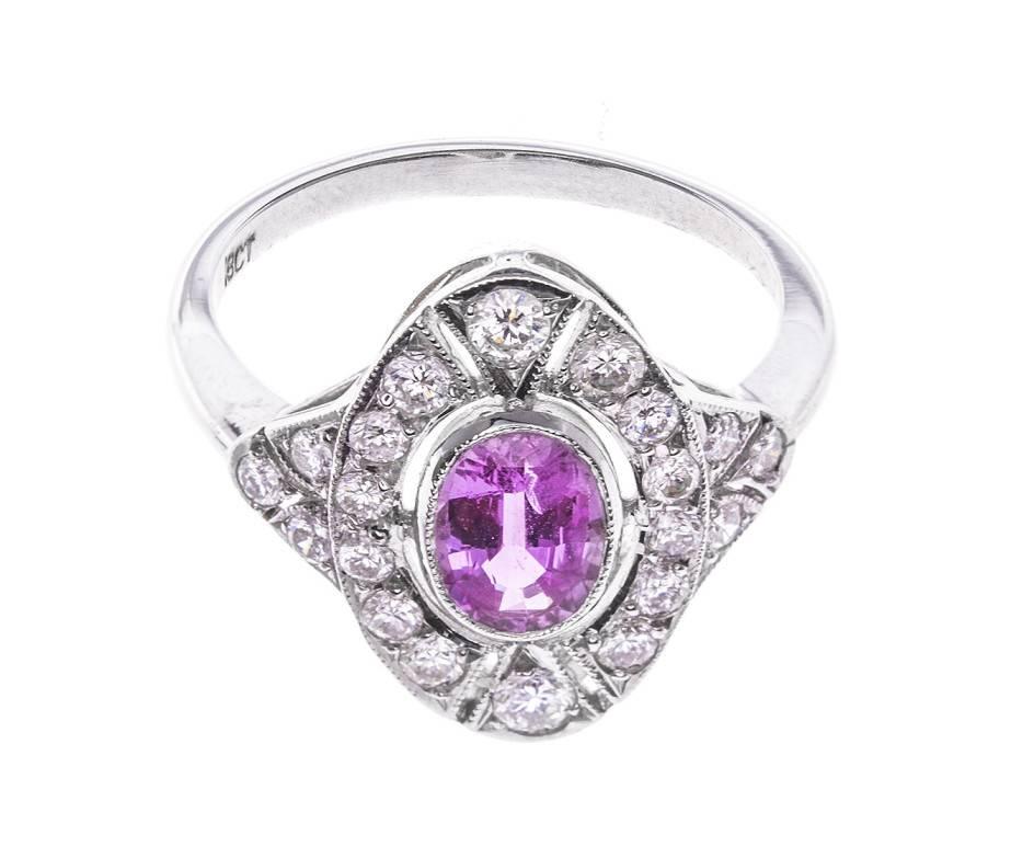 1.00 Carat Pink Sapphire Diamond Cocktail Ring In Excellent Condition For Sale In Birmingham, GB