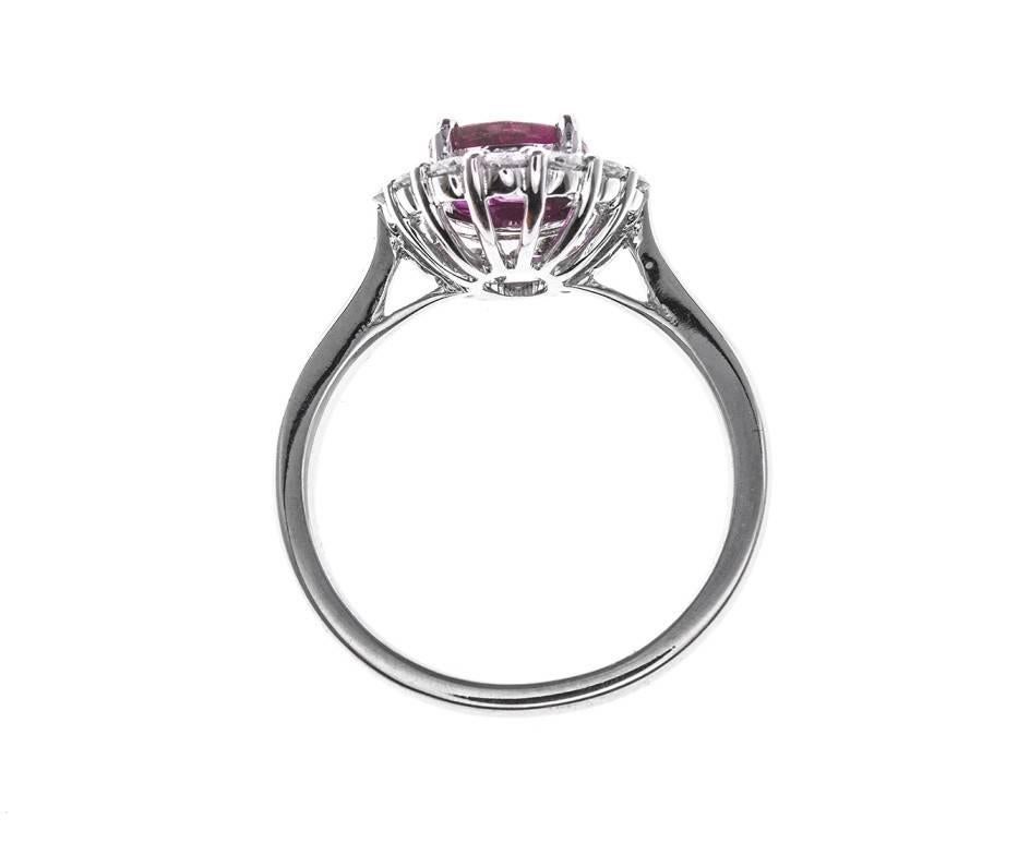 Modern 1.33 Carat Ruby Diamond Gold Ring For Sale