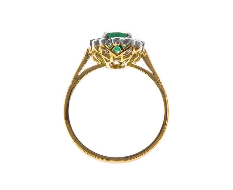 Art Deco 1.00 Carat Emerald and Diamond Dress Ring