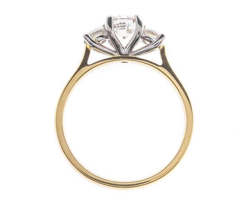 Modern 1.00 Carat Diamond Gold Platinum Trilogy Ring For Sale