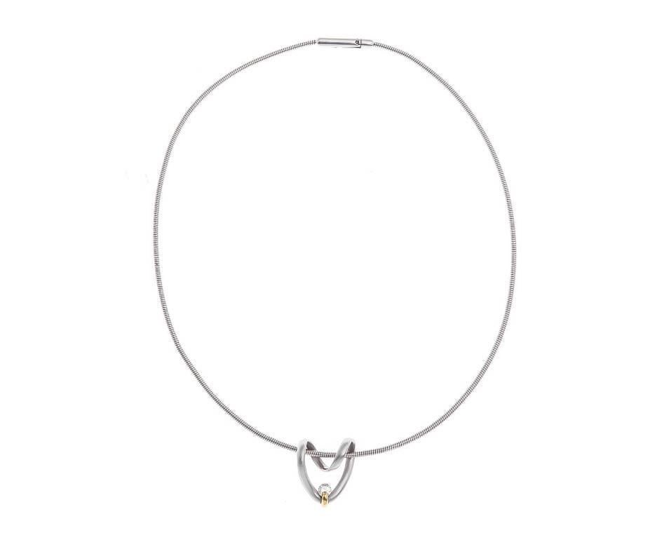 Contemporary Bespoke Platinum 0.30 Carat Diamond Heart Necklace