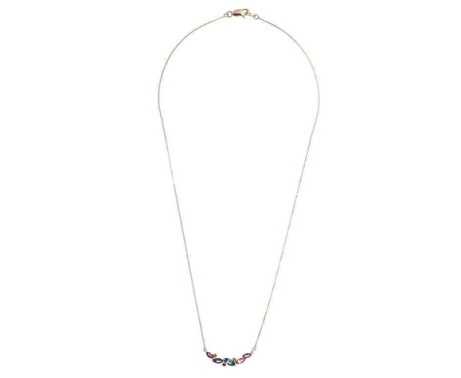 9 Carat Gold Multigem Cocktail Necklace In New Condition For Sale In Birmingham, GB