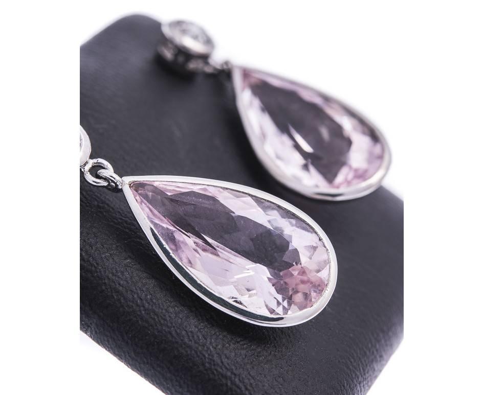6.38 Carat Pink Beryl Morganite and Diamond Drop Earrings In New Condition For Sale In Birmingham, GB