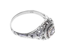 1930s White Gold 0.15 Carat Diamond Solitaire Ring