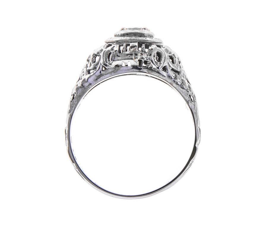 Art Deco 1930s White Gold 0.15 Carat Diamond Solitaire Ring
