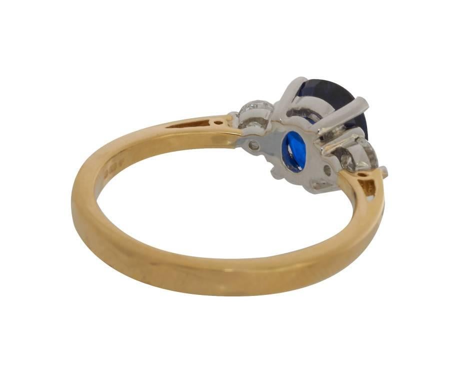 Modern 18 Carat Gold 1.87 Carat Sapphire and 0.24 Carat Diamond Ring