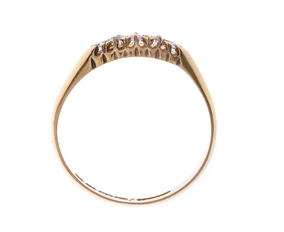 Edwardian Antique 1919 18 Carat Gold Five-Stone Diamond Ring