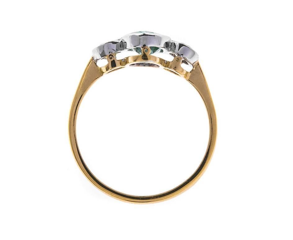 Art Deco 1.10 Carat Emerald and 0.50 Carat Diamond Trilogy Ring