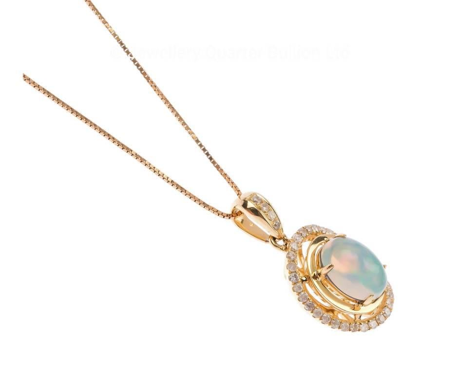 Fei Liu

Exclusively made for The Fine Jewellery Company..

The central opulent opal with beautiful play of colour framed in swathe of sparkling diamonds, suspended lovingly from a box link chain.

This twinkling piece, would look fabulous modelled